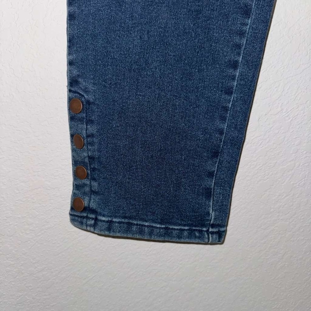 Diane Gilman Women's XLT Dark Wash Denim Jeans Pull On Ankle Snap Button Skinny - Picture 9 of 15
